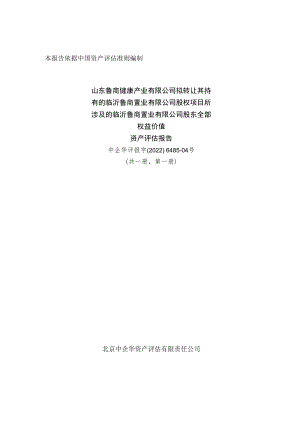 临沂鲁商置业有限公司股东全部权益价值资产评估报告.docx