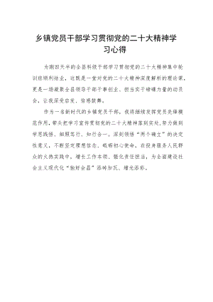 乡镇党员干部学习贯彻党的二十大精神学习心得.docx