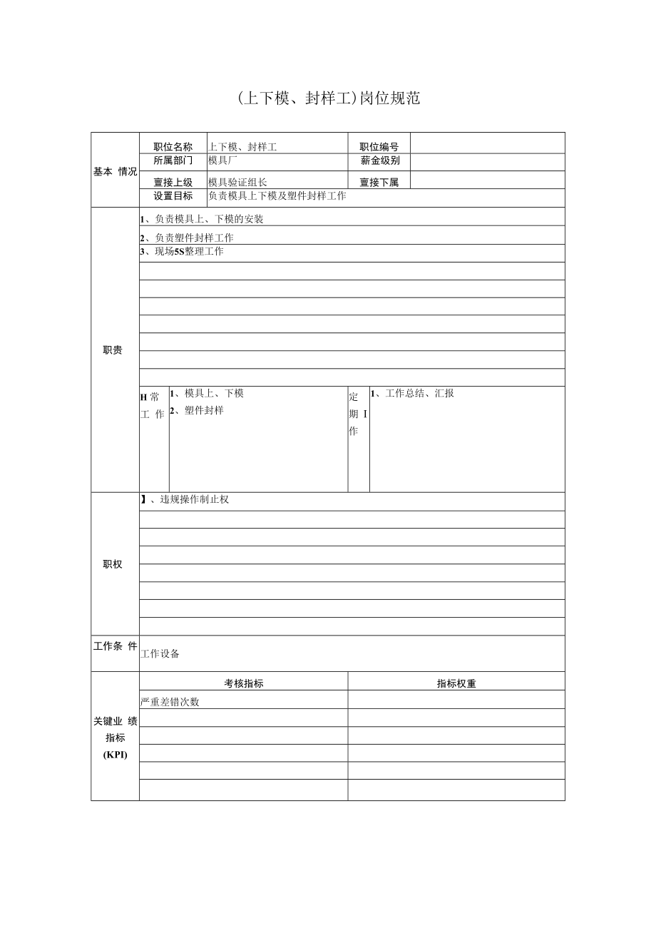 上下模、封样工岗位规范.docx_第1页