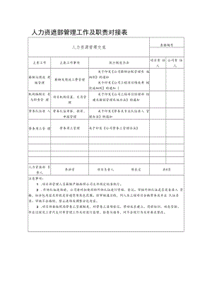 人力资源部管理工作及职责对接表.docx