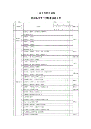 上海工商信息学校教师教学工作学期考核评价表.docx