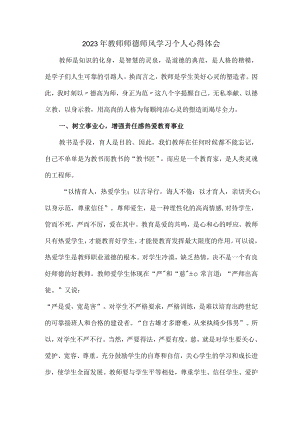 乡镇公立幼儿园2023年学校教师道德师风学习个人心得体会 精品（4份）.docx