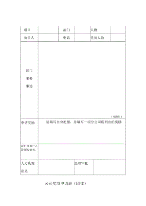 公司奖项申请表 - 团队.docx