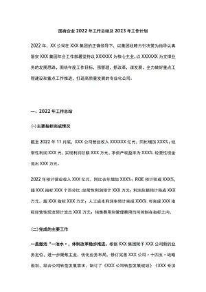 国有企业2022年工作总结及2023年工作计划.docx