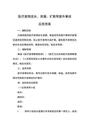 医疗废物流失、泄漏、扩散等意外事故应急预案.docx