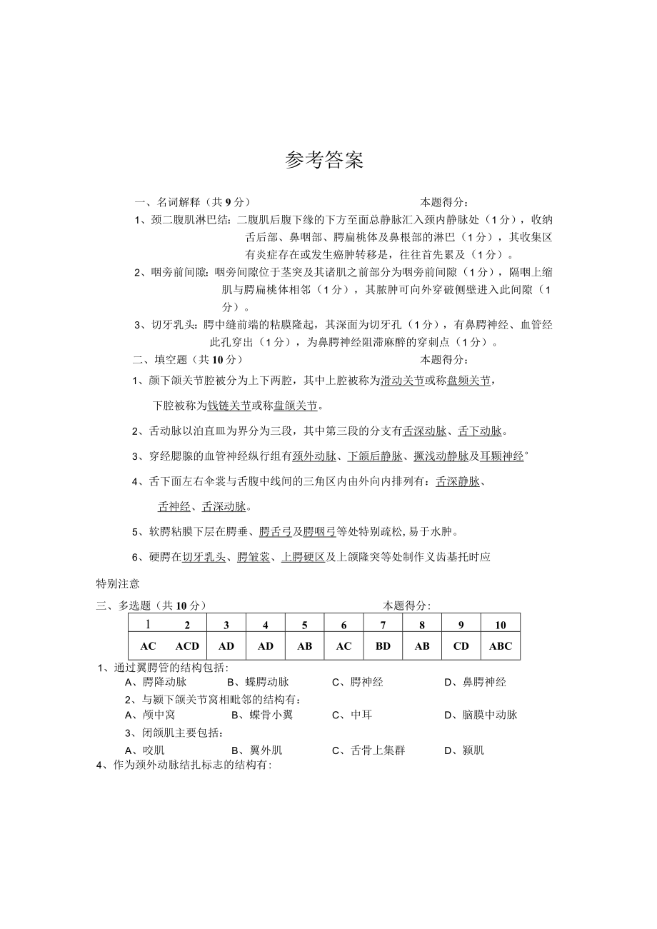 华北理工口腔解剖生理学期末试题（二）及答案.docx_第3页