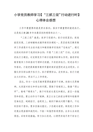 小学党员教师学习【“三抓三促”行动进行时】心得体会感想.docx