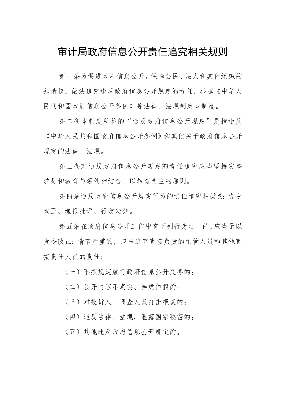 审计局政府信息公开责任追究相关规则.docx_第1页