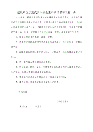 建设单位法定代表人安全生产承诺书每工程1份.docx