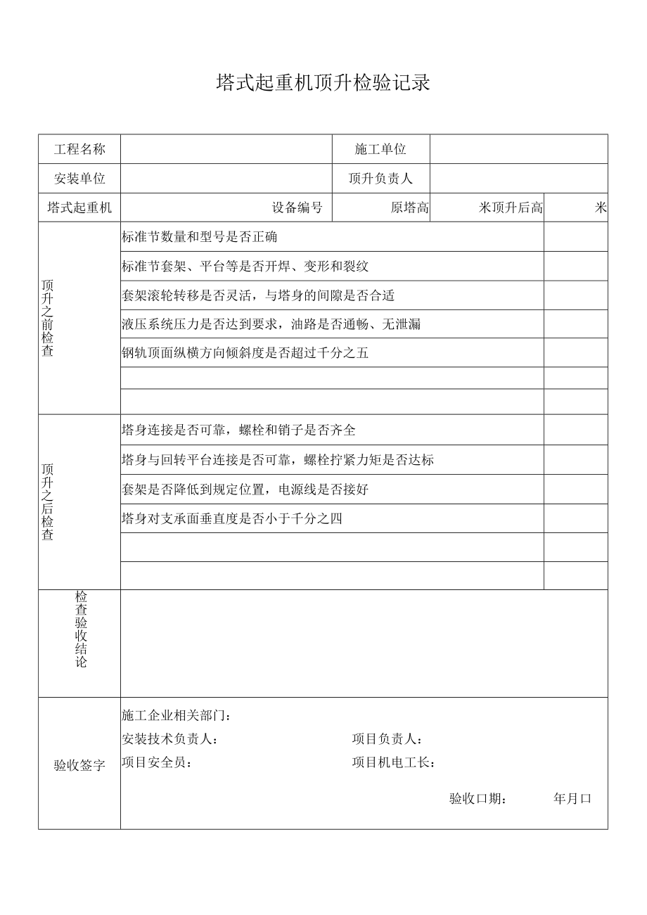 塔吊顶升、附着锚固检验记录.docx_第1页