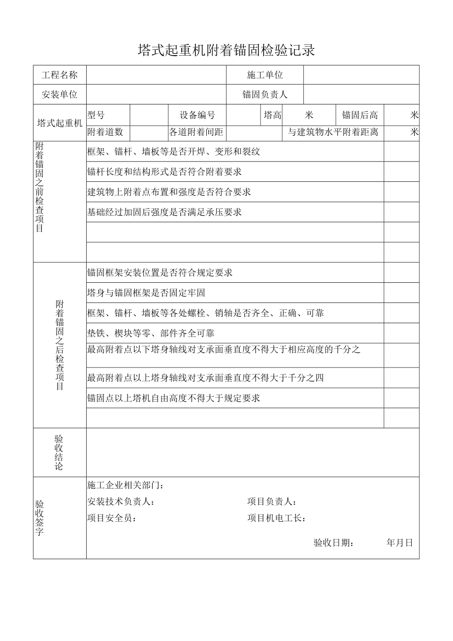 塔吊顶升、附着锚固检验记录.docx_第2页