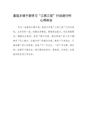 基层乡镇干部学习“三抓三促”行动进行时心得体会.docx