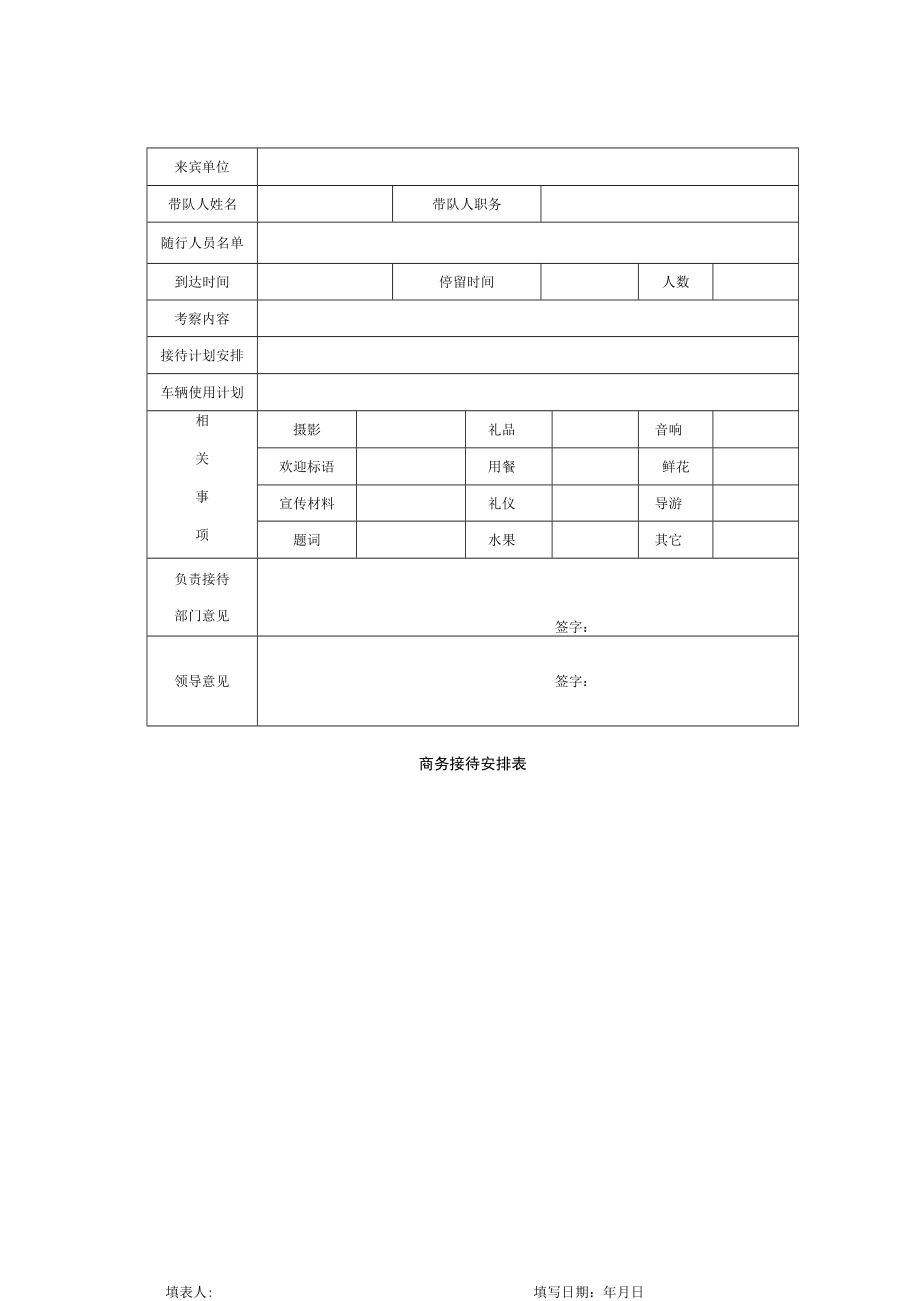 商务接待安排表.docx_第1页