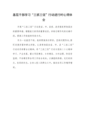 基层干部学习“三抓三促”行动进行时心得体会.docx