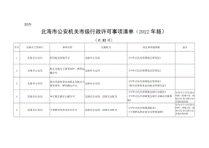 北海市公安机关市级行政许可事项清单（2022年版）.docx