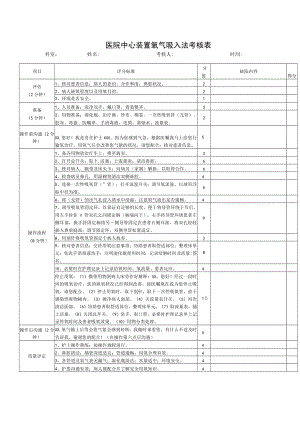 医院中心装置氧气吸入法考核表.docx