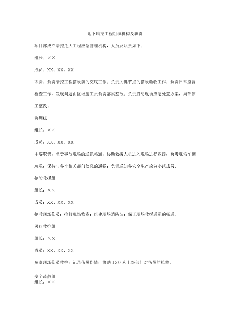 地下暗挖工程组织机构及职责.docx_第1页