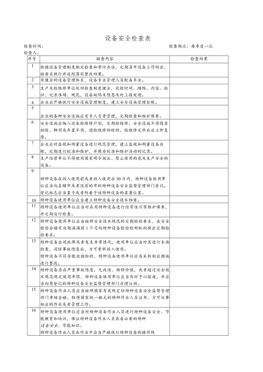 化工企业设备安全检查表.docx_第1页