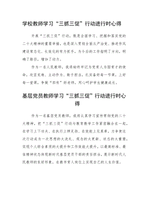 学校教师学习“三抓三促”行动进行时心得体会3篇.docx