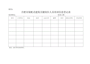 合肥市装配式建筑关键岗位人员培训信息登记表.docx