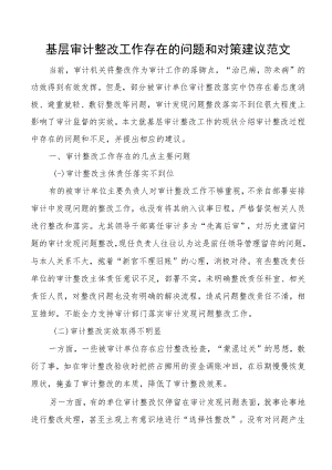 基层审计整改工作存在的问题和对策建议范文.docx