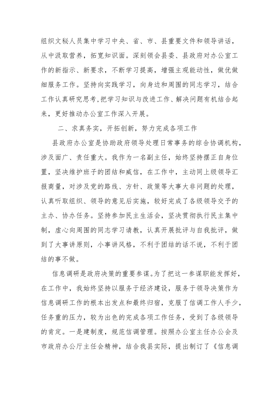 县政府办公室副主任工作总结.docx_第2页