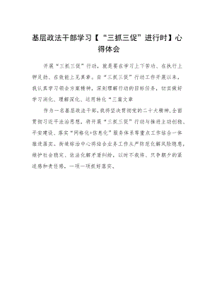 基层政法干部学习【“三抓三促”进行时】心得体会.docx