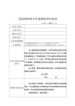 受疫情影响不作逾期处理审核表.docx