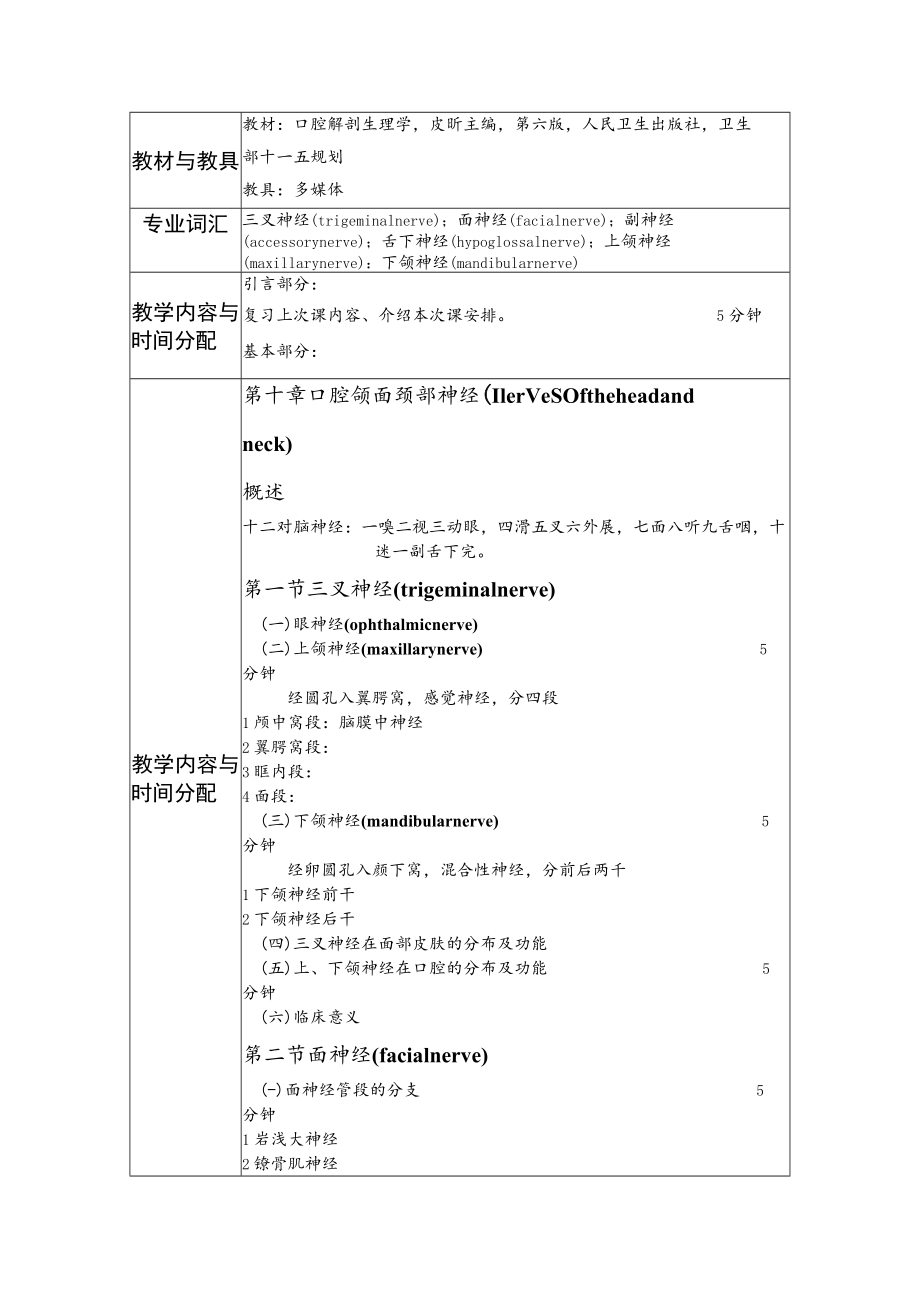 华北理工口腔解剖生理学教案10口腔颌面颈部神经.docx_第2页