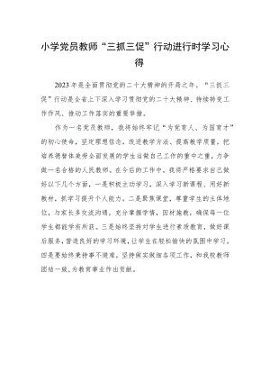 小学党员教师“三抓三促”行动进行时学习心得.docx