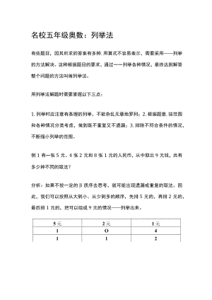 名校五年级奥数：列举法.docx