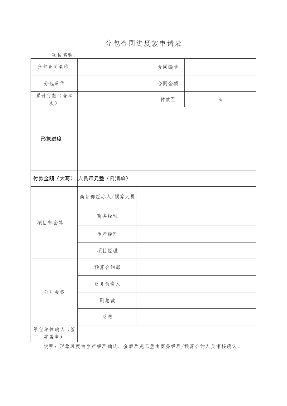 分包合同进度款申请表.docx_第1页