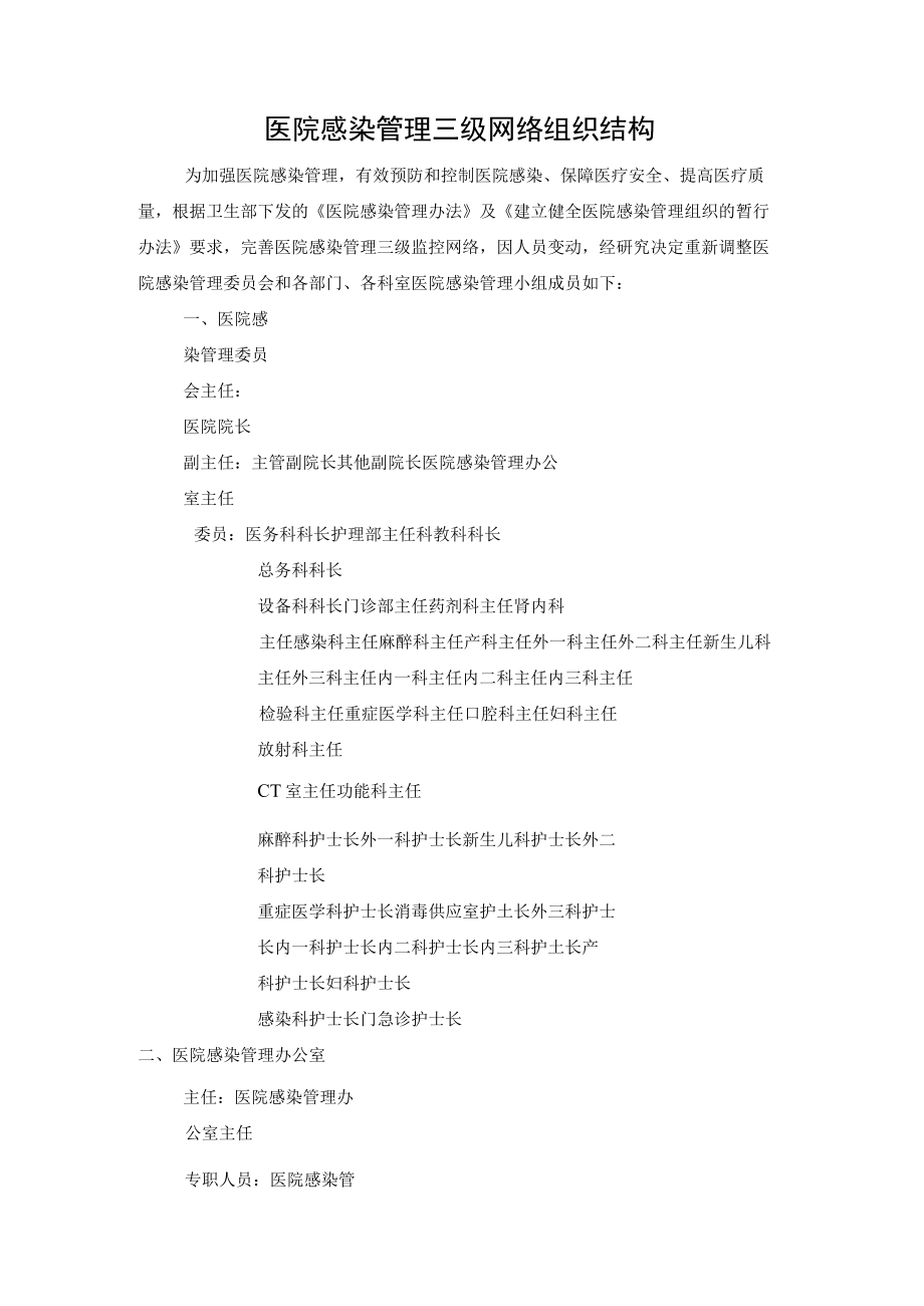 医院感染管理三级网络组织结构.docx_第1页