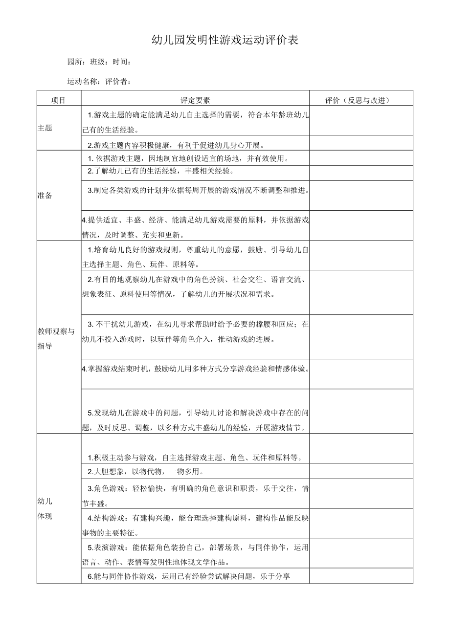 创造性游戏活动评价表模板.docx_第1页