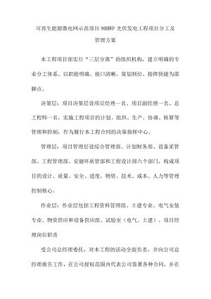 可再生能源微电网示范项目90MWp光伏发电工程项目分工及管理方案.docx