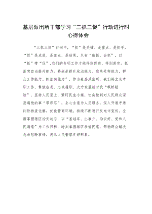 基层派出所干部学习“三抓三促”行动进行时心得体会.docx