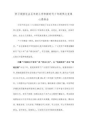 学习领悟过去五年的工作和新时代十年的伟大变革心得体会.docx