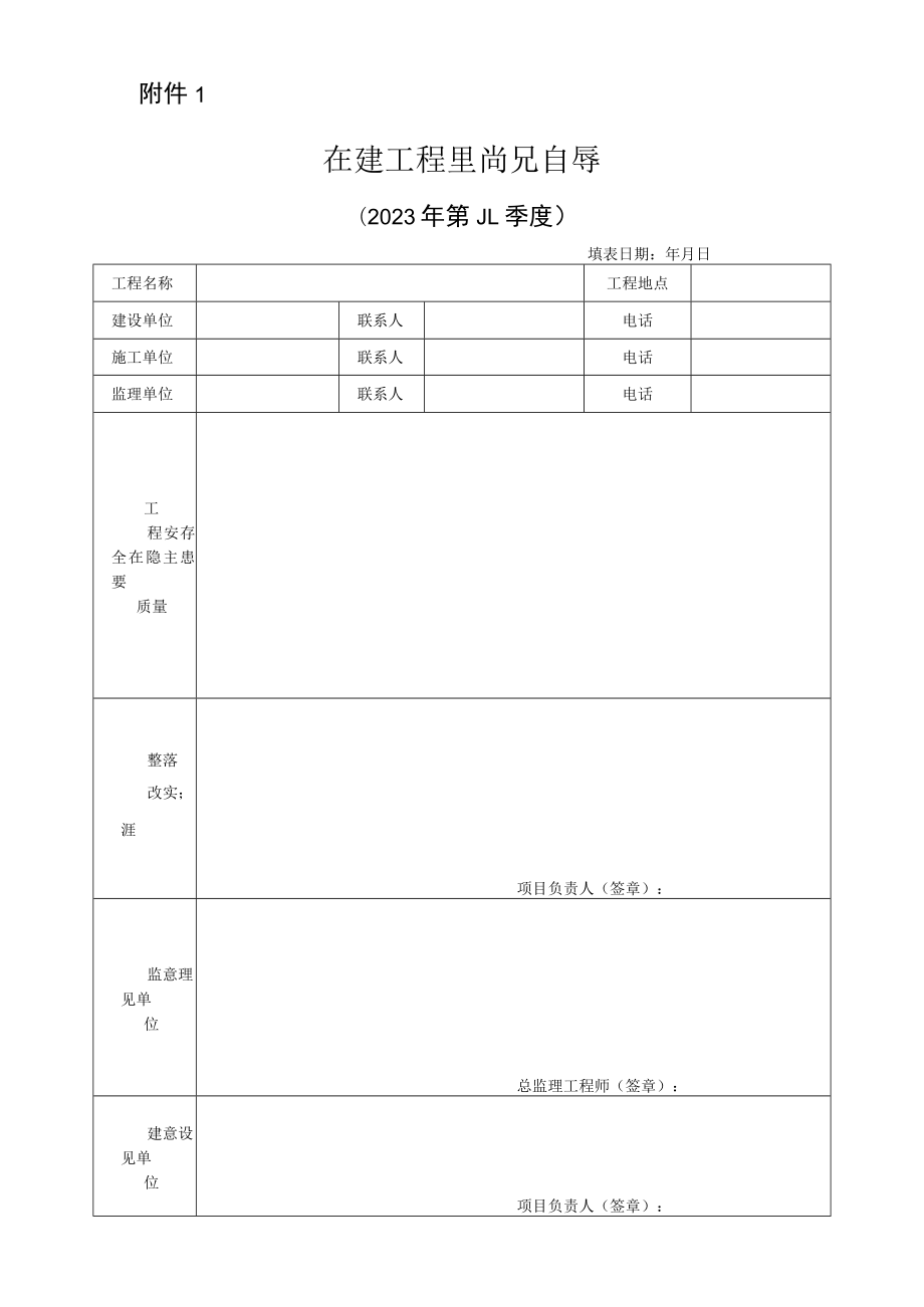 在建工程质量安全管理情况自查表.docx_第1页