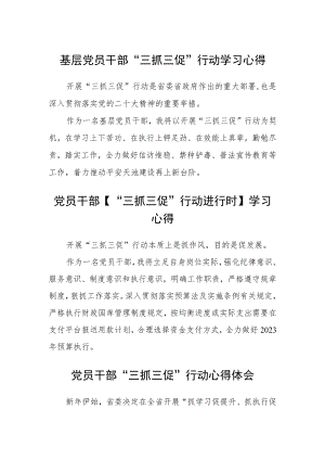 基层党员干部“三抓三促”行动学习心得体会三篇合集.docx