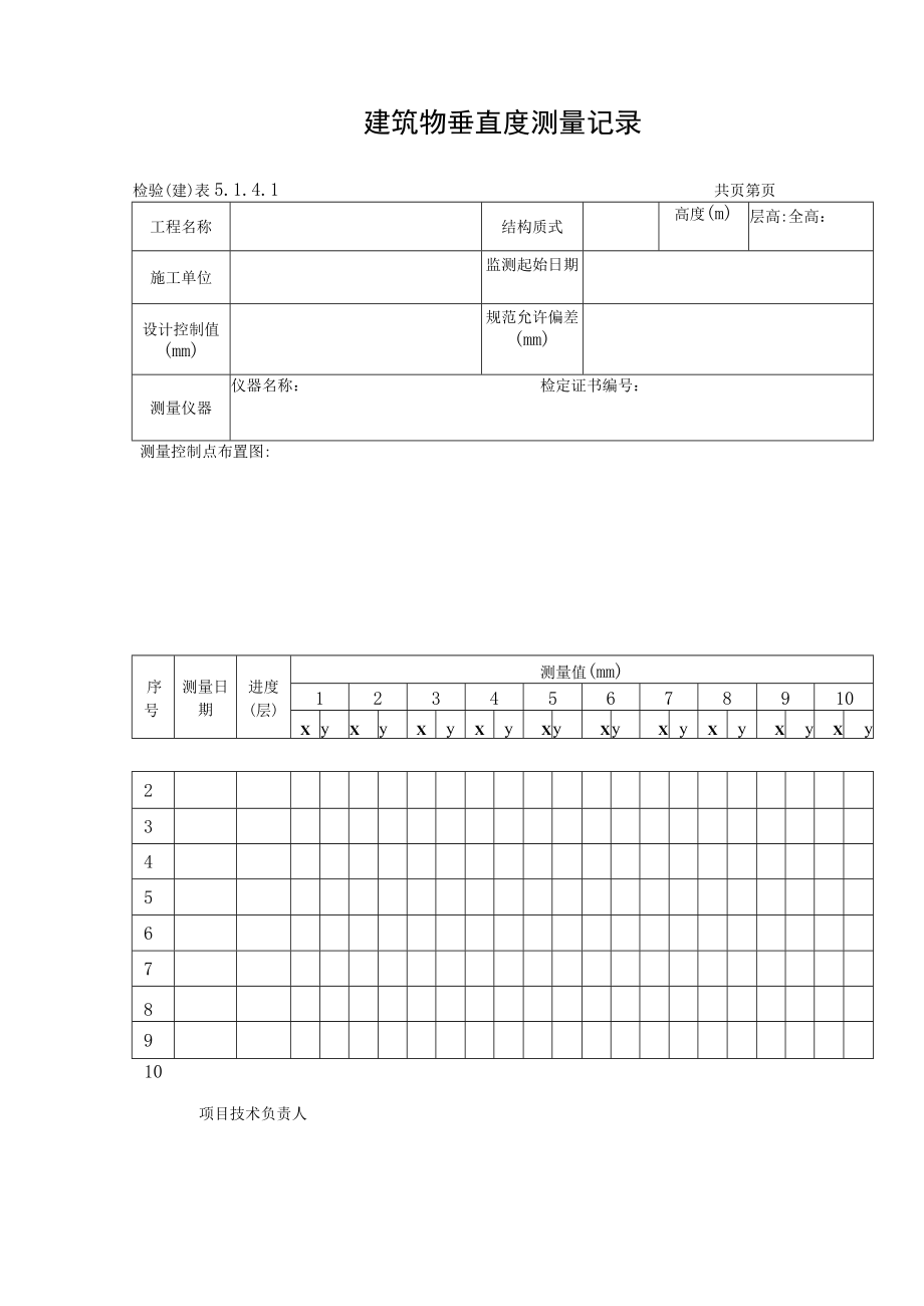 建筑物垂直度测量记录.docx_第1页