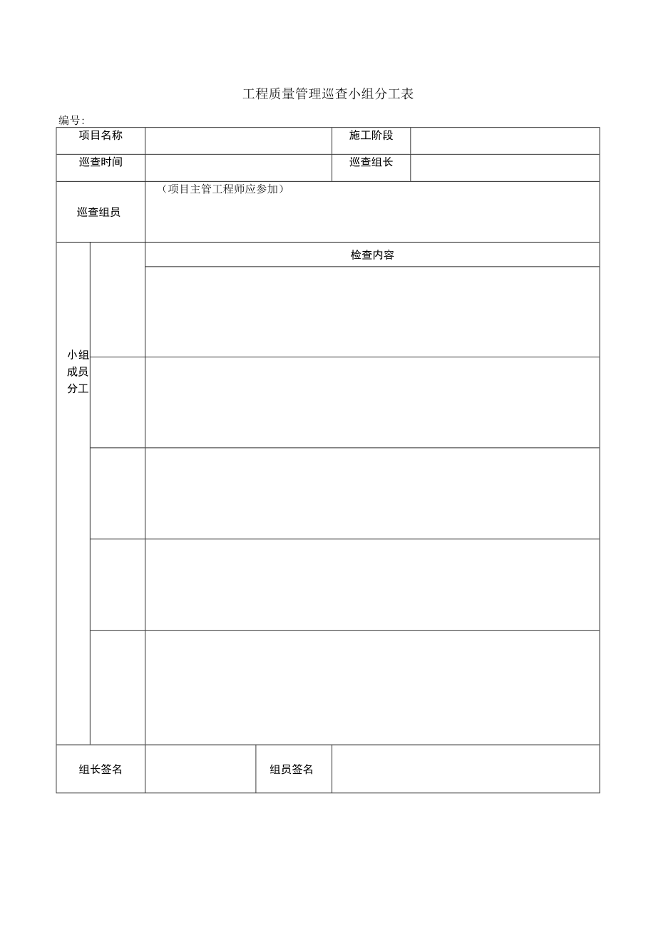 工程质量管理巡查表.docx_第1页