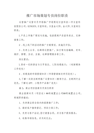 推广市场策划专员岗位职责.docx