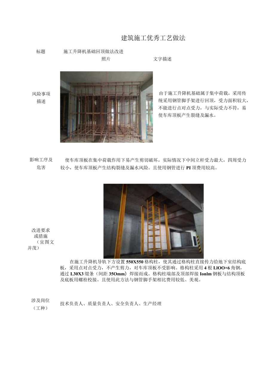 建筑施工优秀工艺做法（施工升降机基础回顶做法）.docx_第1页