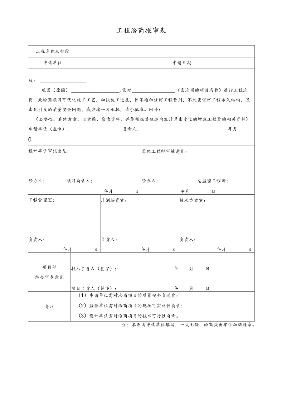 工程洽商报审表.docx_第1页