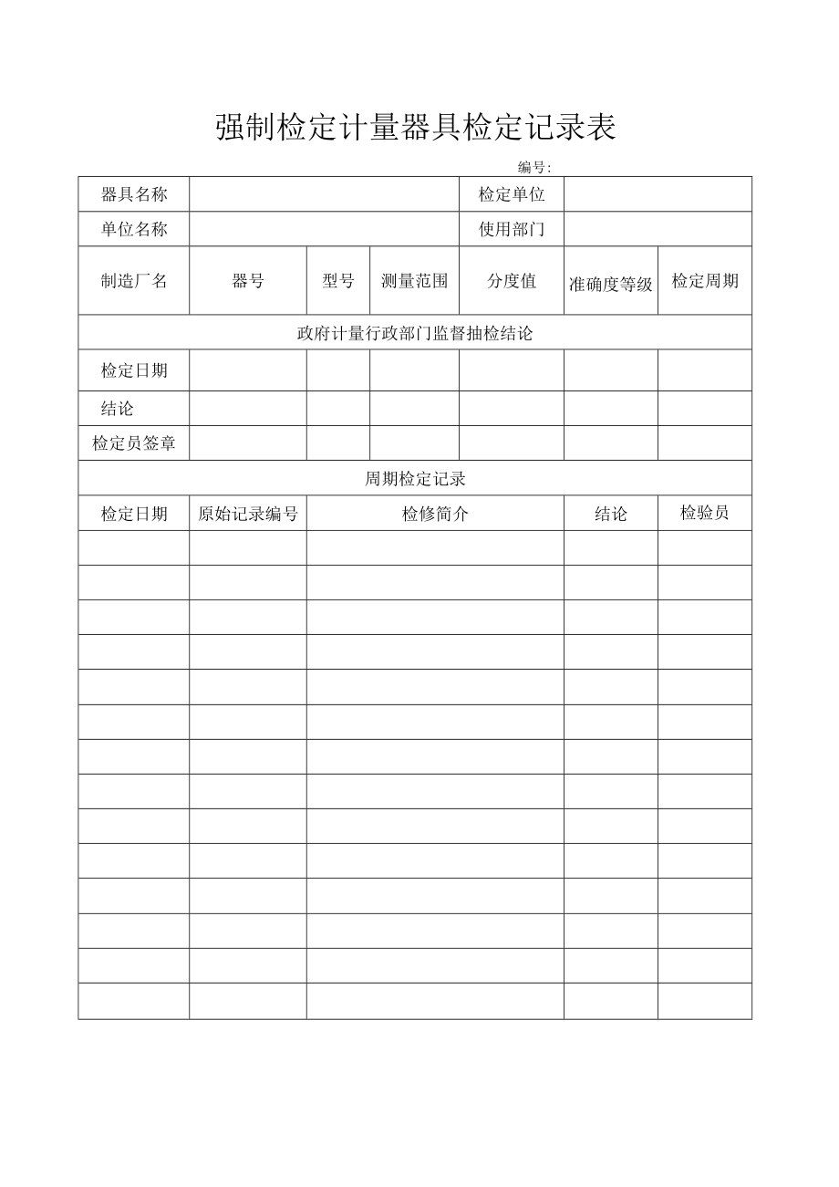 强制检定计量器具检定记录表.docx_第1页