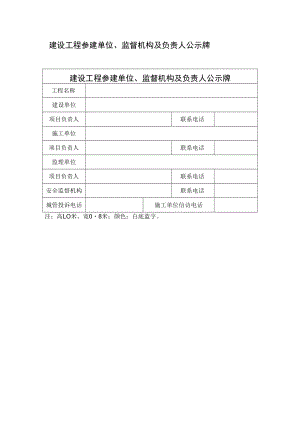 建设工程参建单位、监督机构及负责人公示牌.docx