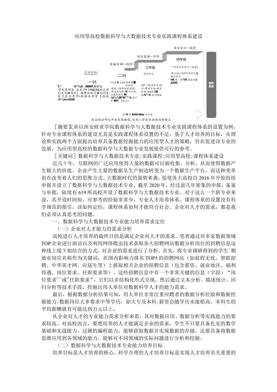 应用型高校数据科学与大数据技术专业实践课程体系建设 附高职院校大数据技术与应用专业课程体系探讨.docx_第1页