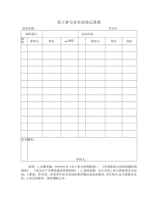 安全标准化之员工参与安全活动记录表.docx