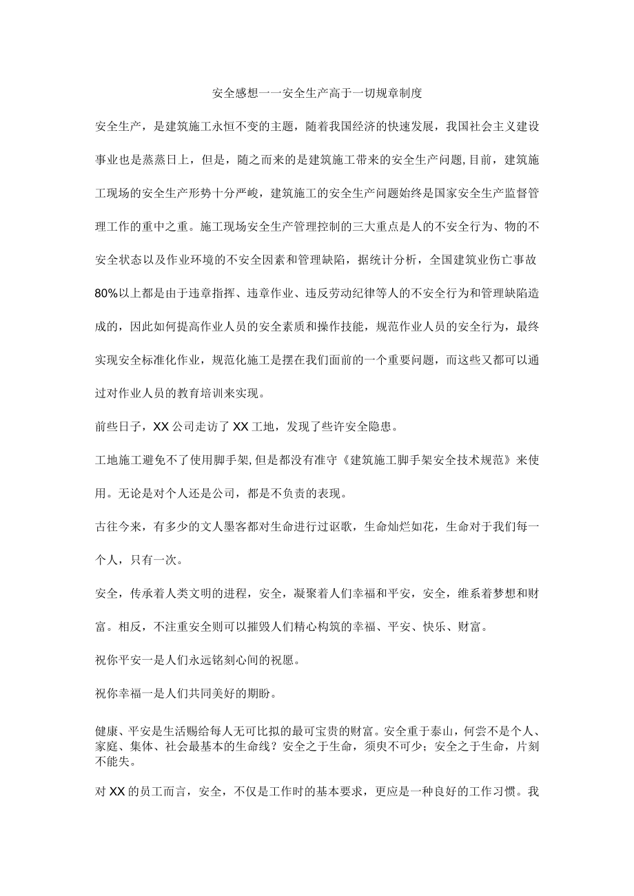 安全感想——安全生产高于一切规章制度.docx_第1页