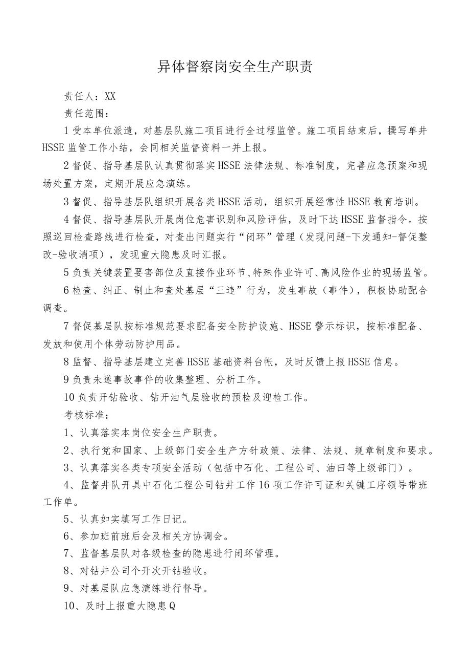 异体督察岗安全生产职责.docx_第1页